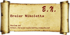 Breier Nikoletta névjegykártya